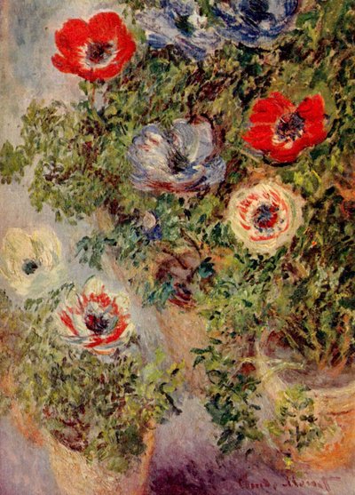Naturaleza muerta con anémonas de Claude Monet